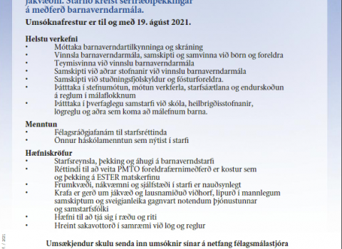 Félags- og skólaþjónusta A-Hún auglýsir